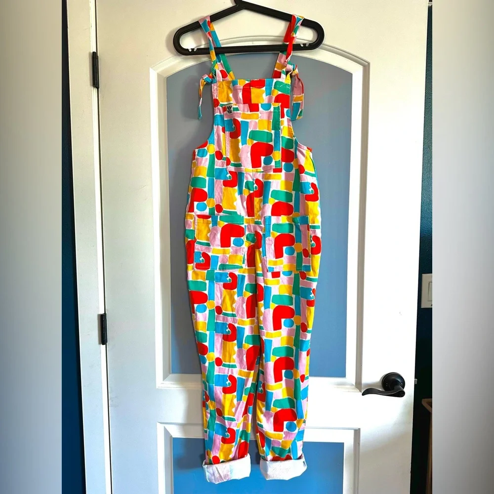 Lucy & Yak x Claire Ritchie Colorful Abstract Print Original Dungarees Size 0 - Picture 3 of 8